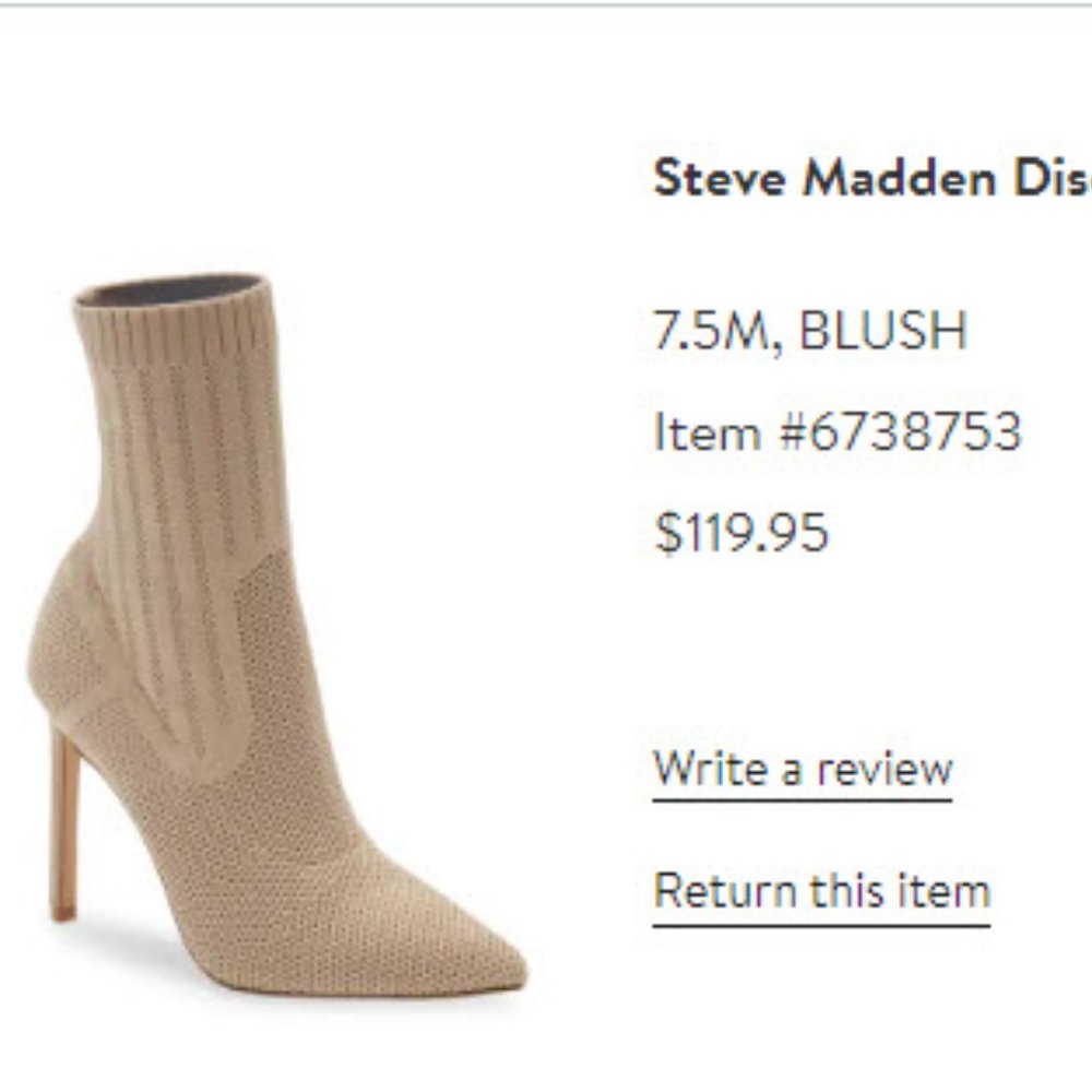 Steve Madden Discreet Stiletto High Heel Pointed Toe Sock Ankle Sock Boot - 7.5